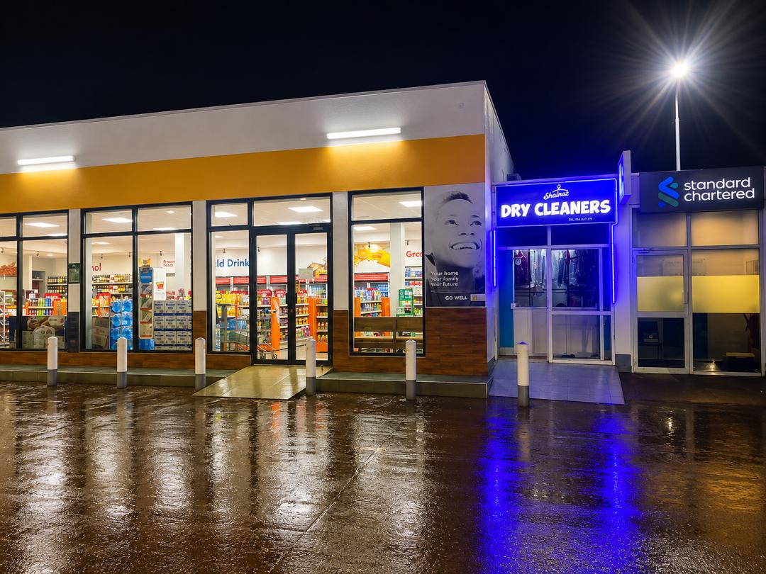 Shainaz Dry Cleaners branch at night